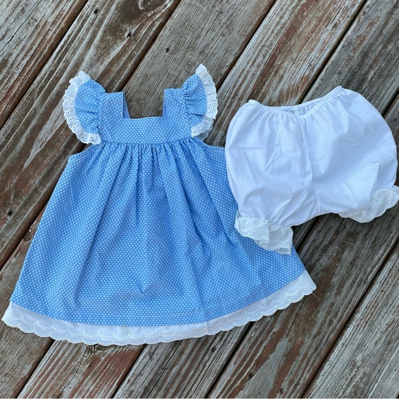Vintage Carter’s Blue Swiss Dot Dress w/Bloomers. - Picture 3 of 8